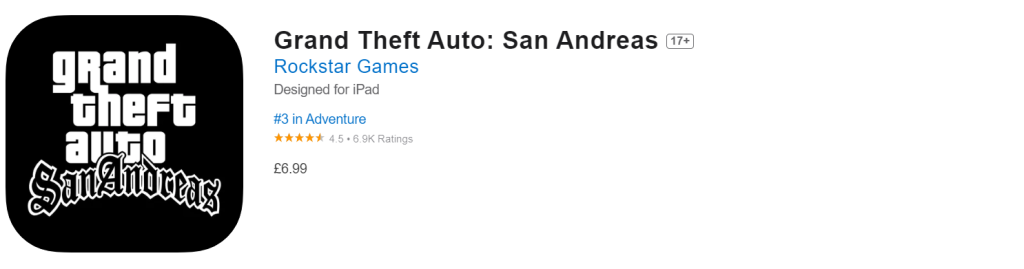 Grand Theft Auto: San Andreas offline on iPhone